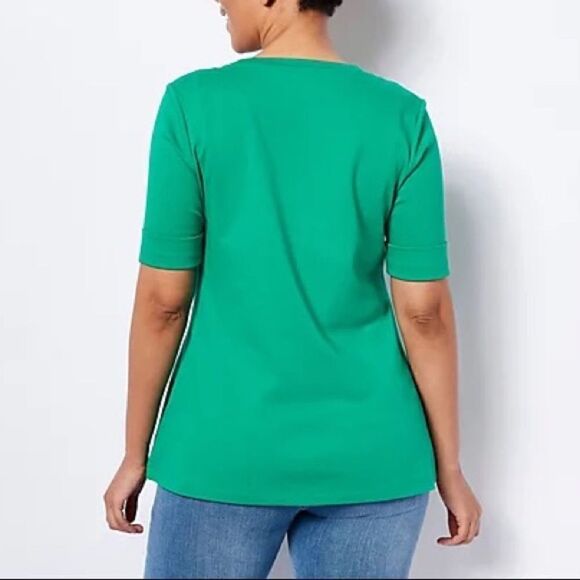 Isaac Mizrahi Live! Essential Pima Cotton Scoop Neck Top - Picture 2 of 2